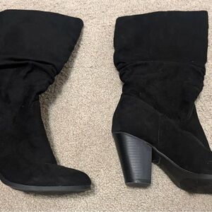 Rampage Black Suede Mid-Calf Heeled Boots